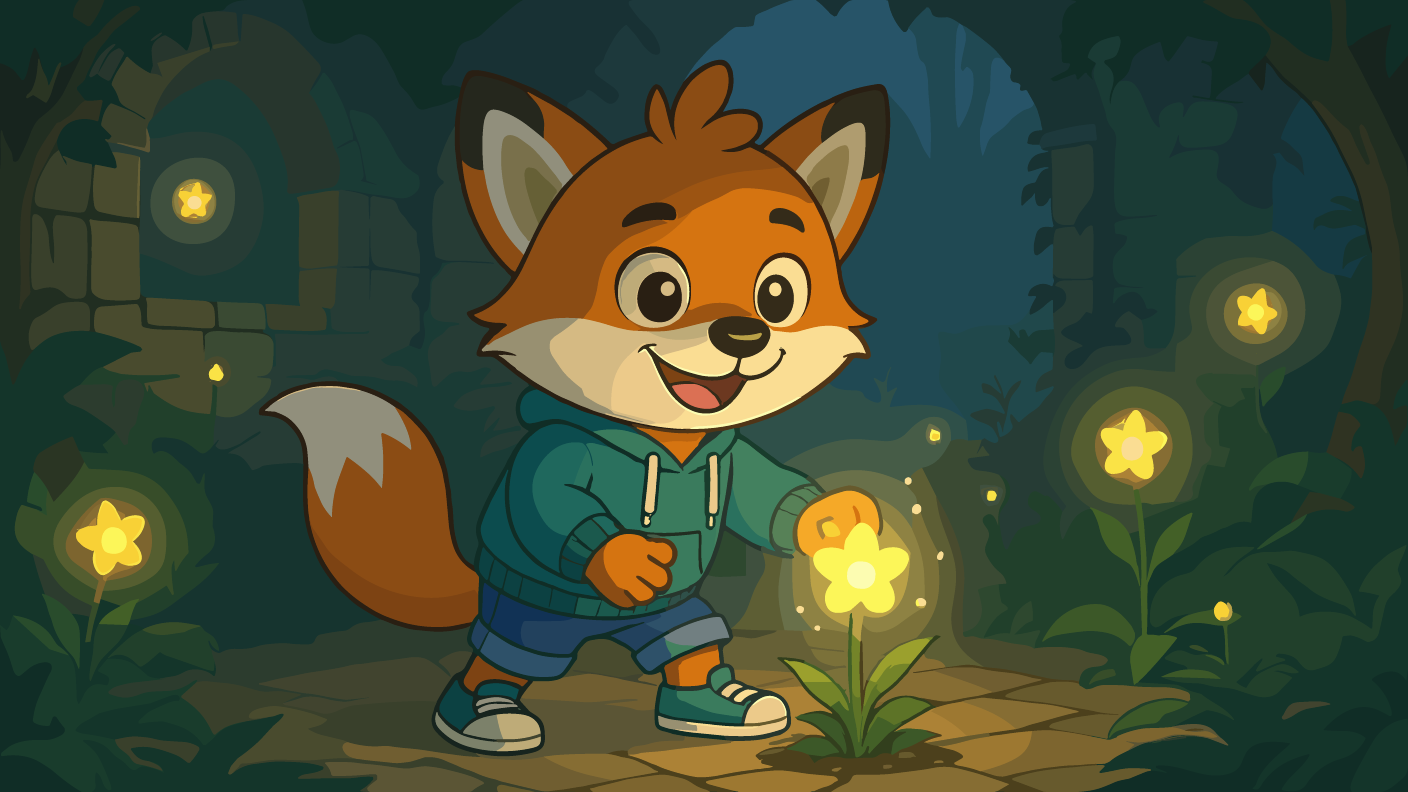 Lumi in a peaceful night landscape, moment of calm and reflection